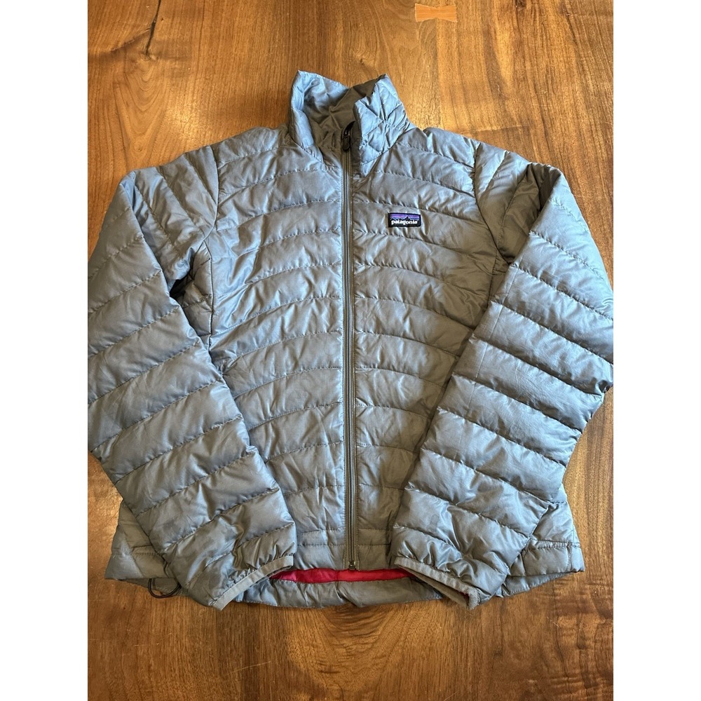 Patagonia Down Sweater Jacket Womens Sz Small Green Goose Insulated Puffer Grey